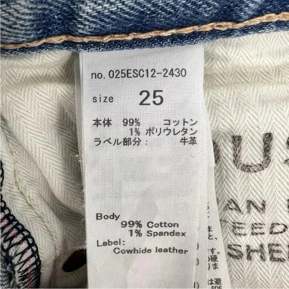 Moussy Vintage Tapered Distressed Jeans Light Blue Denim Ankle Raw hem Size 25 - Picture 8 of 10